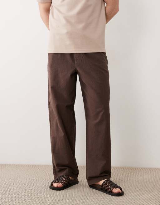 ASOS DESIGN pantalones holgados texturizados marrones, parte de un conjunto, 2 de 5