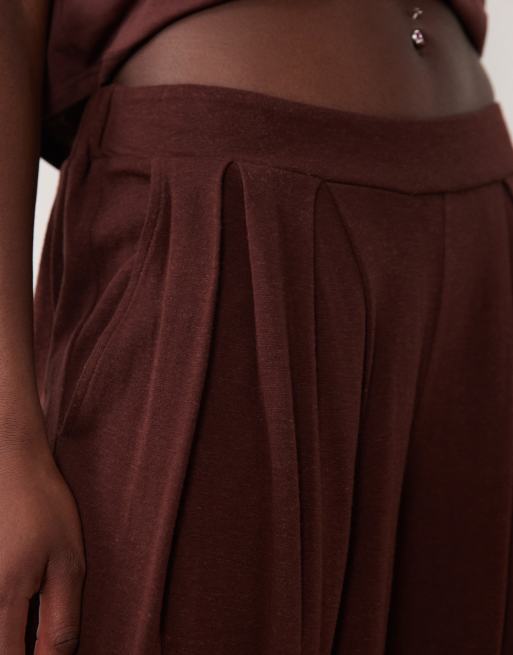 ASOS DESIGN - Pantalones marrón chocolate de pernera muy ancha de lino y viscosa, 5 de 5