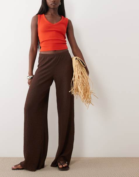 ASOS DESIGN - Pantalones marrones de pernera ancha de tejido texturizado (parte de un conjunto) - view 1
