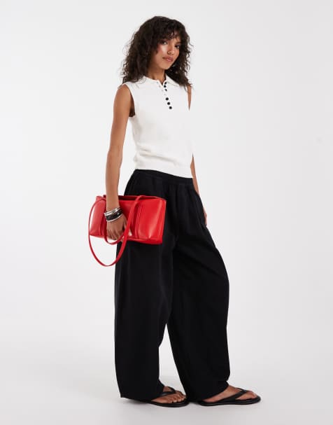 ASOS DESIGN - Pantalones negros sin cierres con lazada en la cintura - view 1
