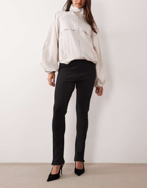 ASOS DESIGN pantalones pitillo bandage con detalle de cremallera en negro - view 1