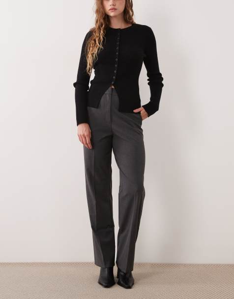 ASOS DESIGN pantalones rectos holgados de sastre en gris antracita jaspeado - view 1