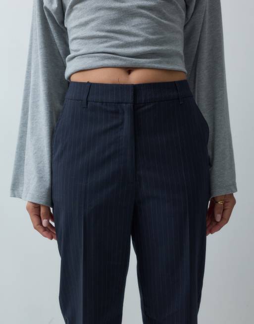 ASOS DESIGN pantalones rectos slim a rayas azul marino, 3 de 5