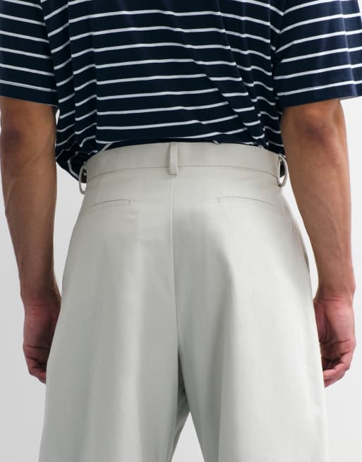 ASOS DESIGN pantalones sastre barrel leg 100 % algodón en ecru de tejido grueso, 4 de 5