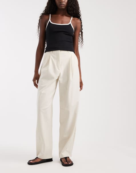 ASOS DESIGN - pantalones tailored barrel con arco en blanco roto - view 1