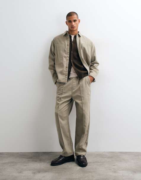 ASOS DESIGN pantalones tapered de un conjunto con lana en marrón claro - view 1