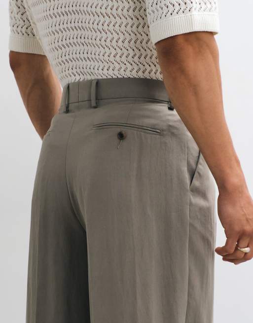 ASOS DESIGN - Pantalones verde oliva de pernera ancha de tejido rico en lyocell, 4 de 5