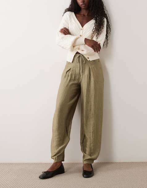 ASOS DESIGN - Pantalones verdes texturizados de pernera abombada y cordón ajustable en la cintura - view 1