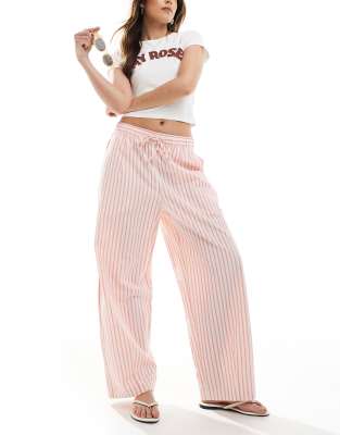 ASOS DESIGN - Pantaloni a cilindro rosa a righe in seersucker - view 1