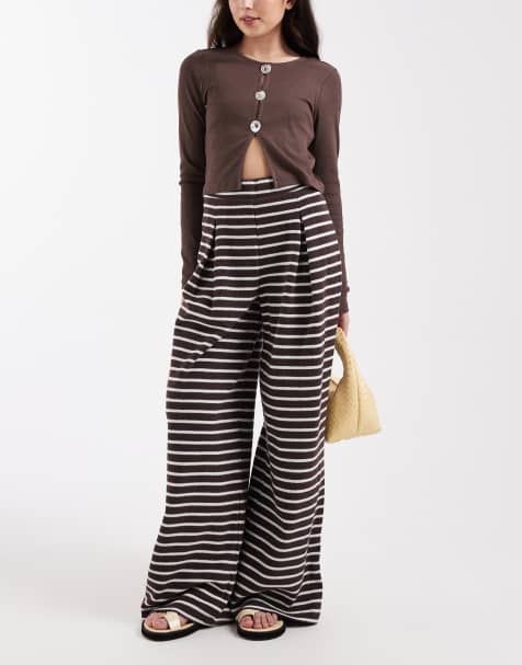 ASOS DESIGN - Pantaloni a fondo ampio a pieghe a righe in coordinato - view 1