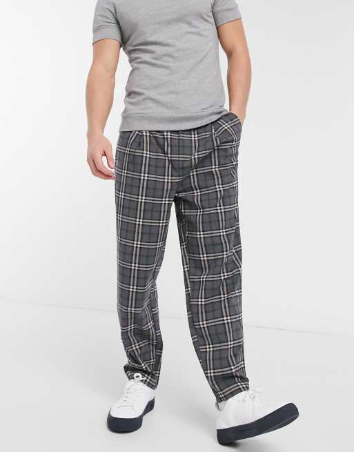 ASOS DESIGN - Pantaloni a fondo ampio a quadri con pieghe