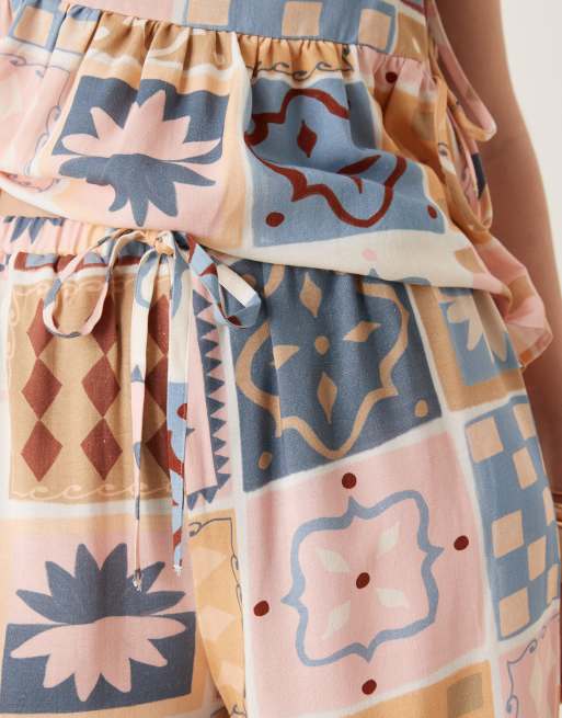 ASOS DESIGN Pantaloni a fondo ampio allacciati sul davanti in