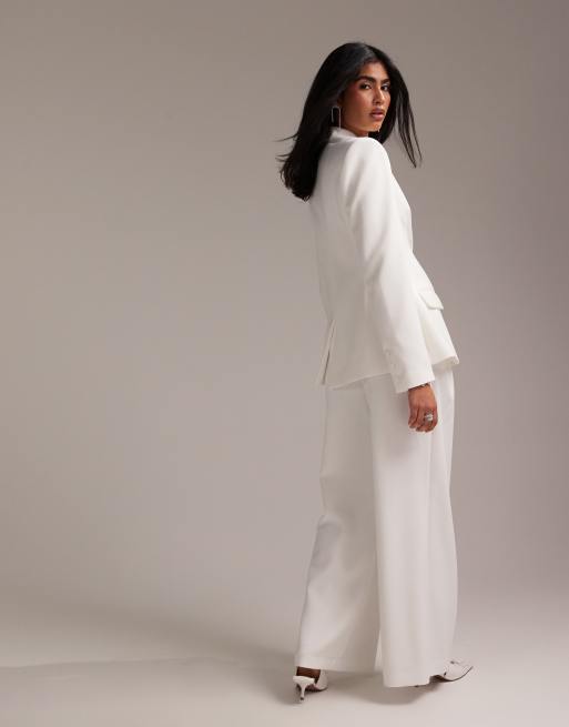 ASOS DESIGN - Pantaloni a fondo ampio bianchi con pieghe, 6 di 6