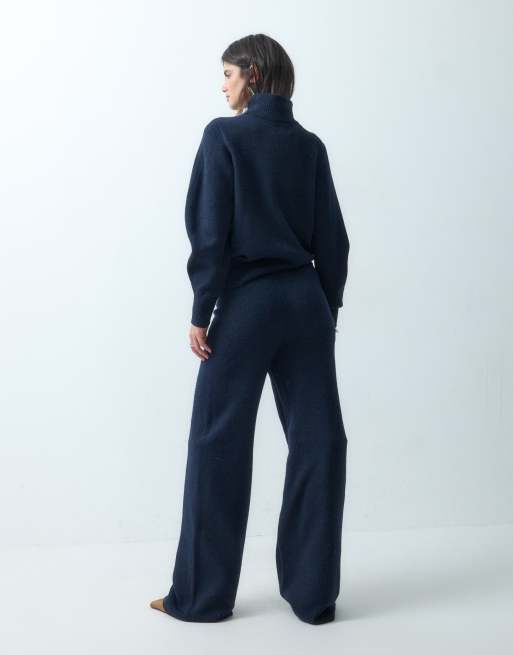 ASOS DESIGN - Pantaloni a fondo ampio blu navy in coordinato, 3 di 5