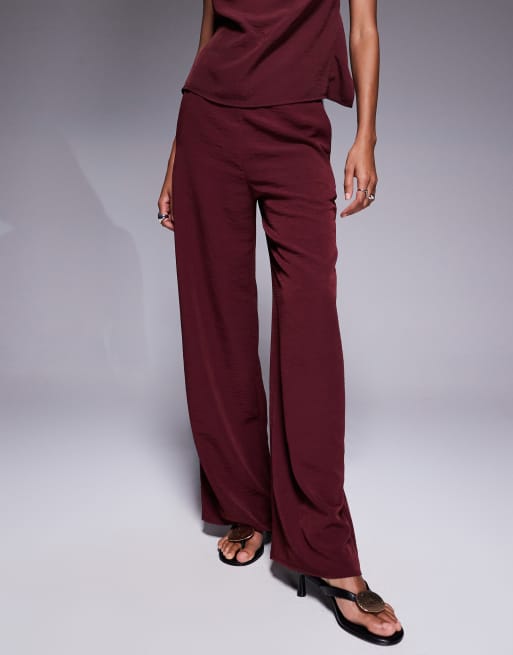 ASOS DESIGN - Pantaloni a fondo ampio bordeaux in coordinato, 5 di 5