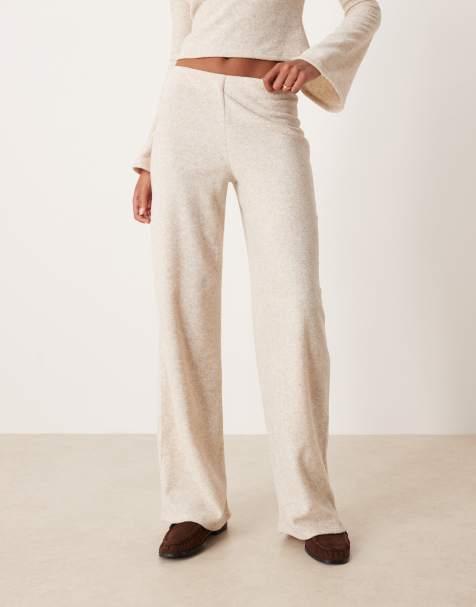 ASOS DESIGN - Pantaloni a fondo ampio color avena a coste spazzolati in coordinato - view 1