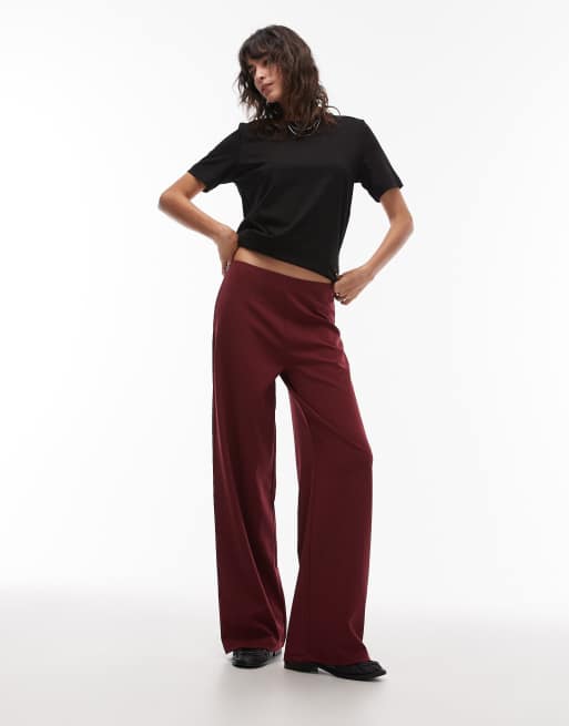 ASOS DESIGN - Pantaloni a fondo ampio color bordeaux in coordinato