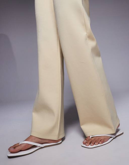 ASOS DESIGN - Pantaloni a fondo ampio color latticello in interlock, 5 di 5