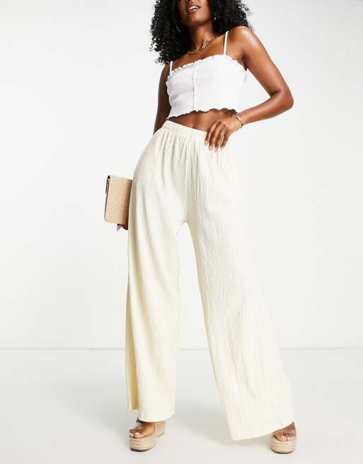 ASOS DESIGN - Pantaloni a fondo ampio color pietra in coordinato
