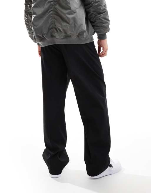 ASOS DESIGN - Pantaloni a fondo ampio eleganti neri con fondo con fermacorda, 3 di 5