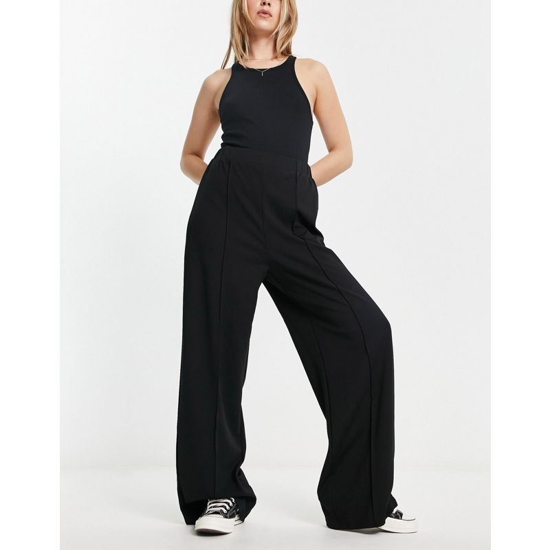 Donna Pantaloni e leggings DESIGN - Pantaloni a fondo ampio extra larghi neri in jersey 