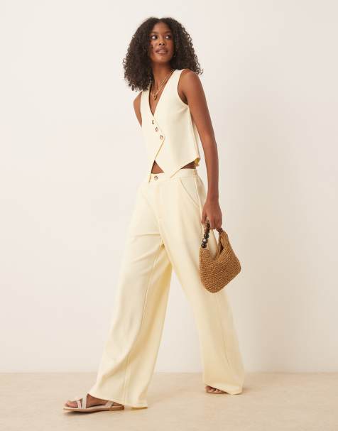 ASOS DESIGN - Pantaloni a fondo ampio in jersey twill color latticello in coordinato - view 1