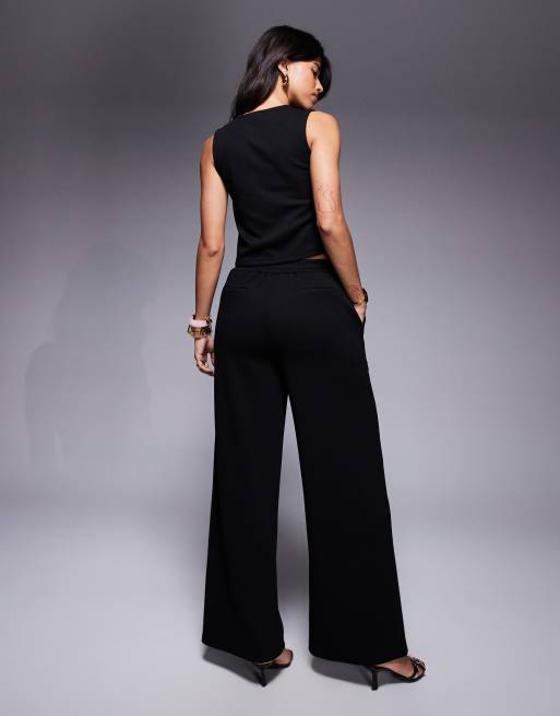 ASOS DESIGN - Pantaloni a fondo ampio in jersey twill neri in coordinato, 4 di 5