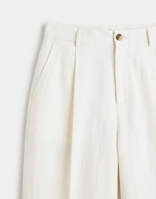 ASOS DESIGN - Pantaloni a fondo ampio in misto lyocell color crema, 8 di 9