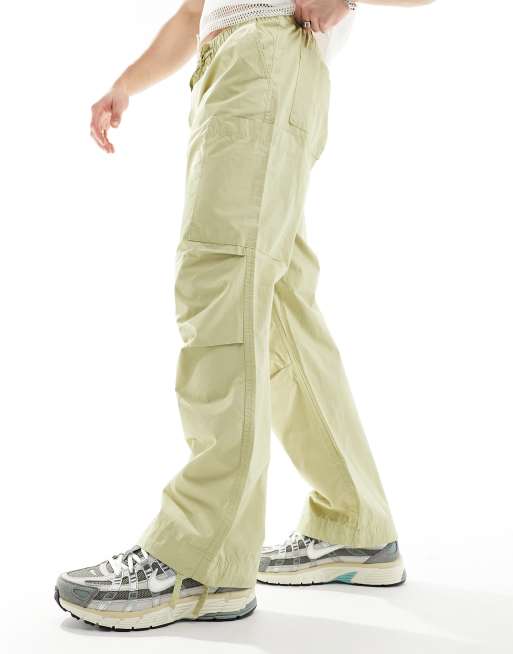 ASOS DESIGN - Pantaloni a fondo ampio in popeline verde salvia stile cargo
