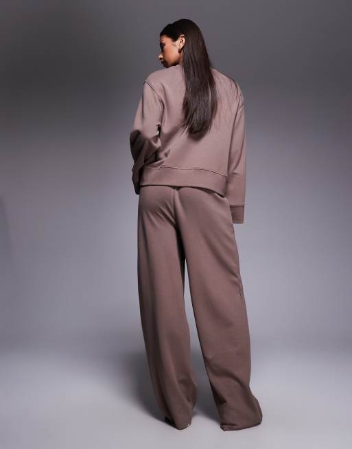 ASOS DESIGN - Pantaloni a fondo ampio in tessuto interlock color tortora intenso, 3 di 5