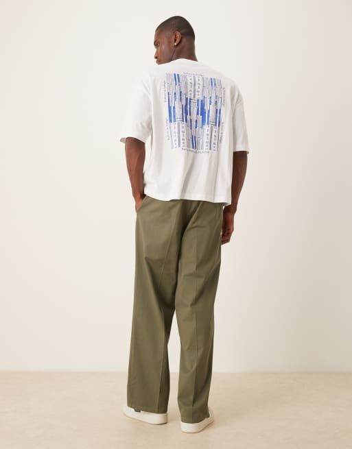 ASOS DESIGN - Pantaloni a fondo ampio in twill di cotone verdi, 2 di 5