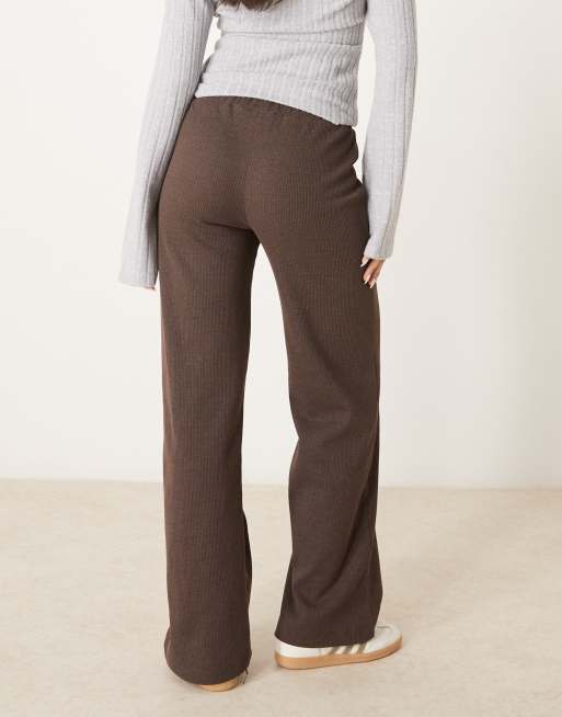 ASOS DESIGN - Pantaloni a fondo ampio marroni a nido d'ape con dettaglio stile boxer, 5 di 5