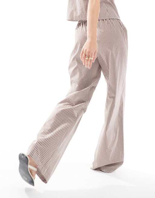 ASOS DESIGN - Pantaloni a fondo ampio marroni a quadretti in coordinato, 2 di 5