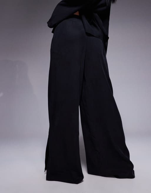 ASOS DESIGN - Pantaloni a fondo ampio morbidi nero slavato in coordinato, 4 di 4