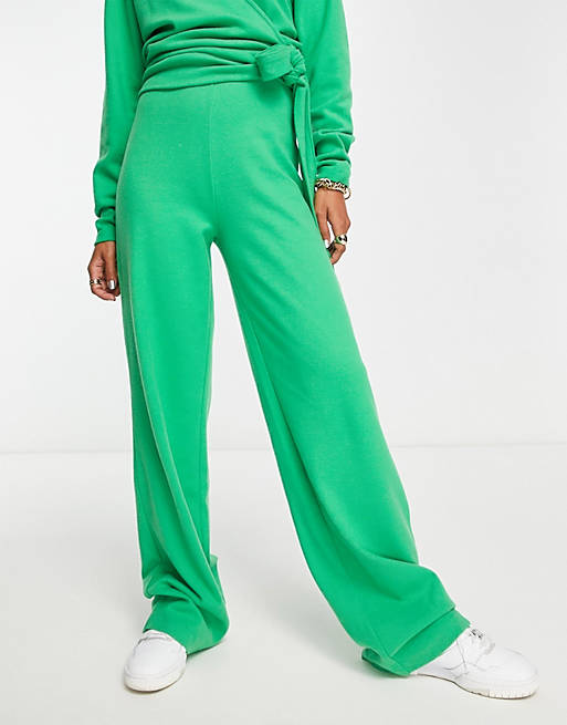 Pantaloni a fondo ampio in velour verde-azzurro in coordinato Asos Donna Abbigliamento Pantaloni e jeans Pantaloni Leggings & Treggings 