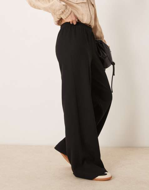 ASOS DESIGN - Pantaloni a fondo ampio neri in piqué - view 1
