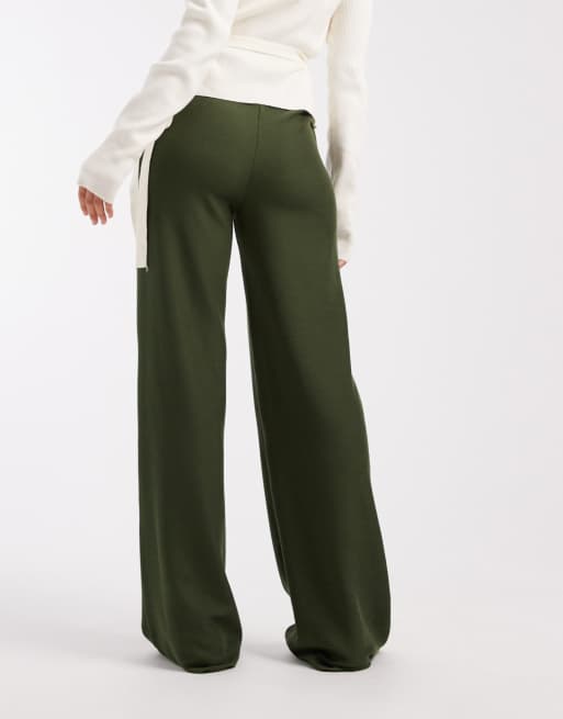 ASOS DESIGN - Pantaloni a fondo ampio pesanti a coste verde oliva, 3 di 5