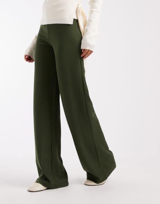 ASOS DESIGN - Pantaloni a fondo ampio pesanti a coste verde oliva, 5 di 5