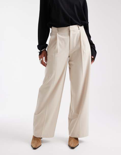 ASOS DESIGN - Pantaloni a fondo ampio sartoriali color avorio - view 1