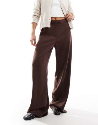 ASOS DESIGN - Pantaloni a fondo ampio sartoriali color cioccolato - view 1