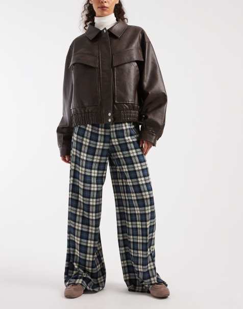 ASOS DESIGN - Pantaloni a fondo ampio spazzolati a quadri - view 1