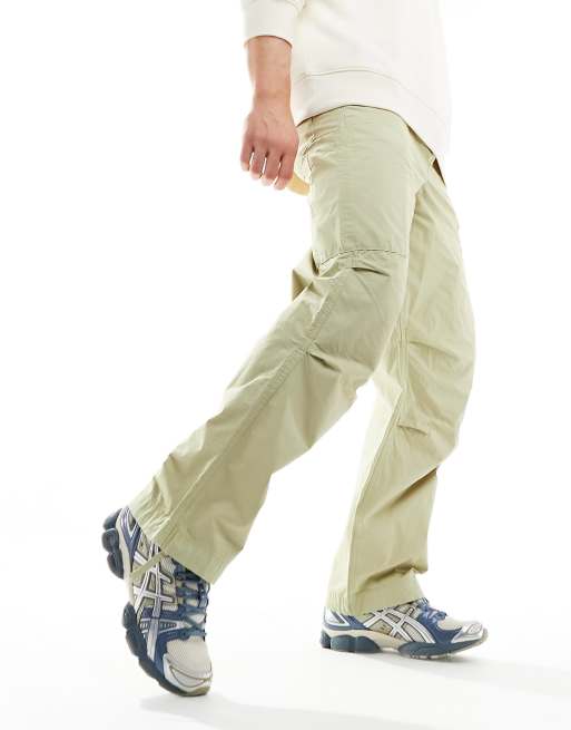 ASOS DESIGN - Pantaloni a fondo ampio verde salvia stile cargo