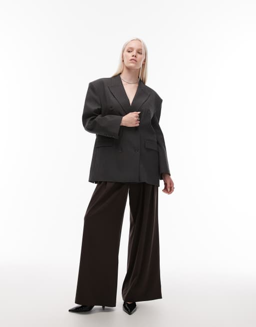 ASOS DESIGN - Pantaloni a fondo super ampio sartoriali color cioccolato