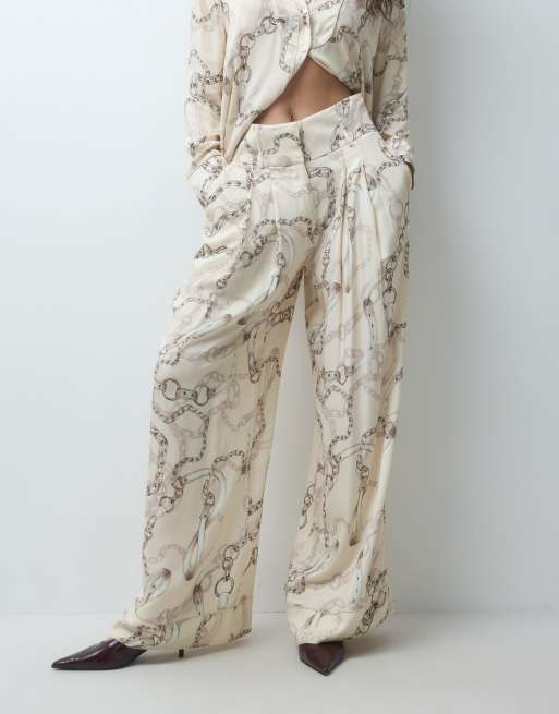 ASOS DESIGN pantaloni a gamba ampia, a vita altissima, co-ord con stampa, 2 di 5