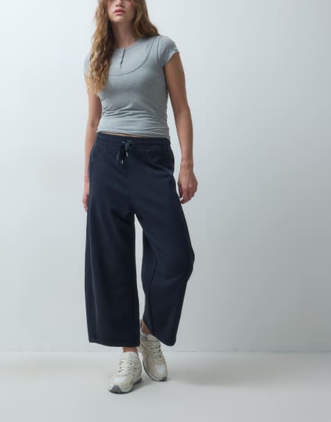 ASOS DESIGN pantaloni a gamba larga con righe in raso blu navy - view 1