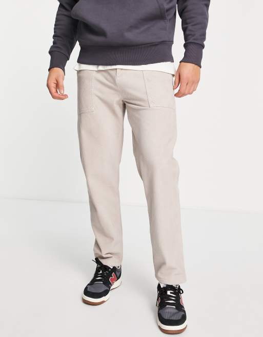 ASOS DESIGN - Pantaloni a palloncino a coste con taglio diagonale rosa