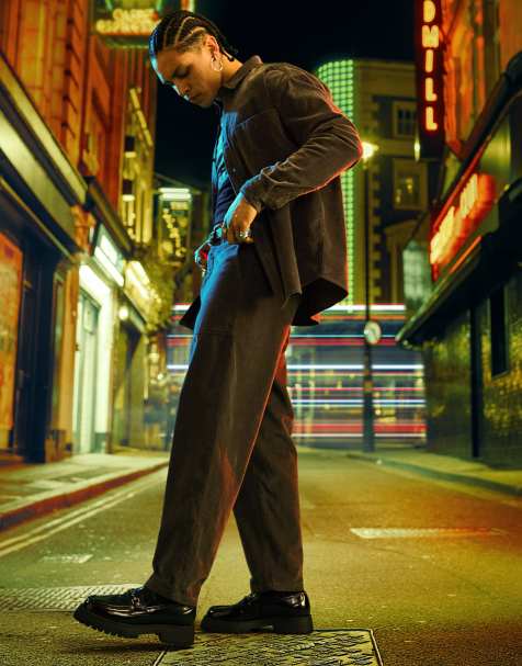 ASOS DESIGN - Pantaloni a palloncino con dettagli in velluto a coste antracite in coordinato - view 1