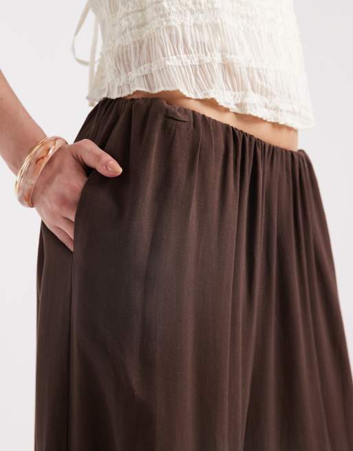ASOS DESIGN - Pantaloni a palloncino in misto lino cioccolato, 4 di 5