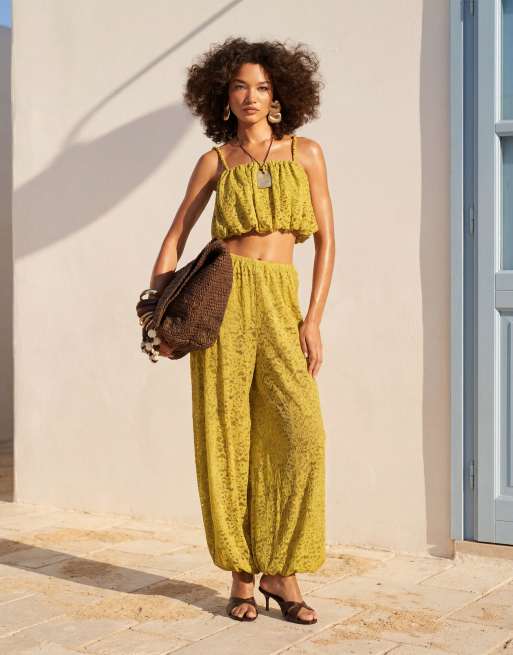 ASOS DESIGN - Coordinato a palloncino in pizzo verde, 3 di 3