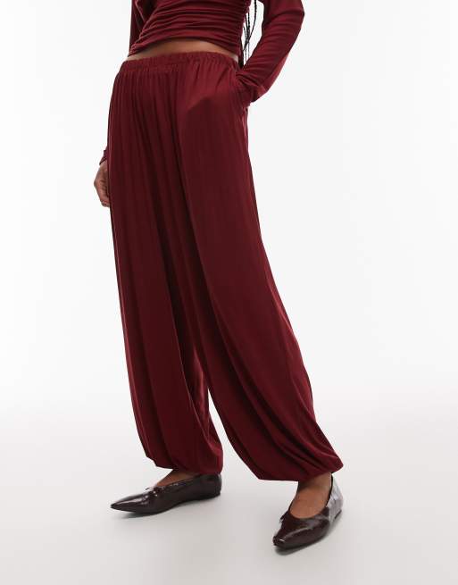 ASOS DESIGN - Pantaloni a palloncino larghi bordeaux in coordinato, 3 di 5